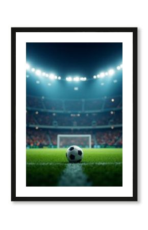 Art photograph Football on Night Time Stadium Background