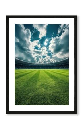 Soccer game scene with a cloudy day