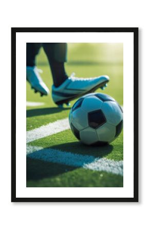 Excitement builds on the soccer field as the ball awaits the next thrilling play under a bright sun