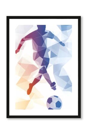 Abstract Polygonal Soccer Player Kicking Ball