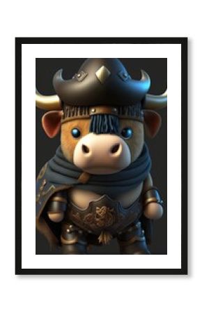 Cute Cattle Animal Warrior 3D Game Model   Generative AI