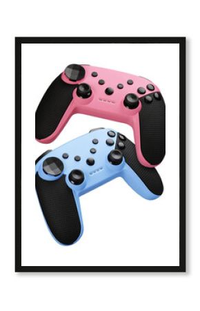 two video game controllers. Gamepads