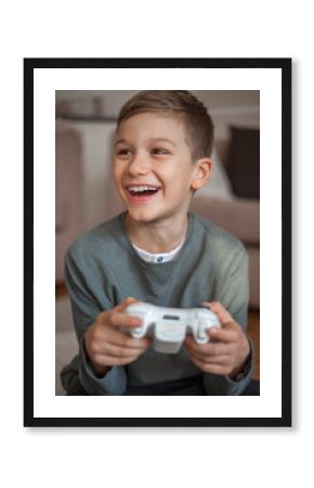 A young child having fun playing video games