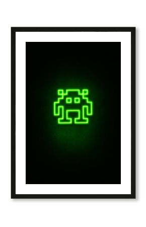 Green space invader neon sign