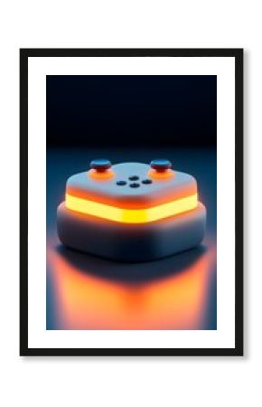 Glowing White Game Controller on Dark Background