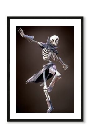 skeleton rpg character with dynamic angle, pose, background 