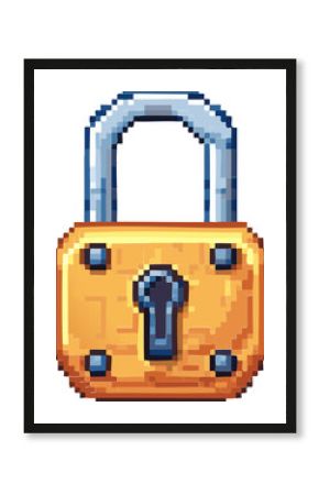 Pixel Art Padlock – Retro Lock Icon for Video Games, Security and Access Concepts
