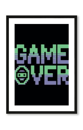 Pixelated game over text isolated on transparent background, Vector