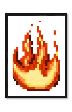 Pixel art fire burning retro video game
