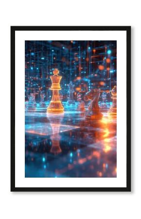 Digital Chess Game: Strategy, Planning, and Victory in a Futuristic World of Illuminated Pieces