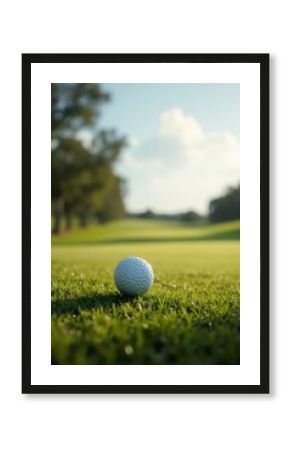 Golf ball sitting on lush green grass of golf course