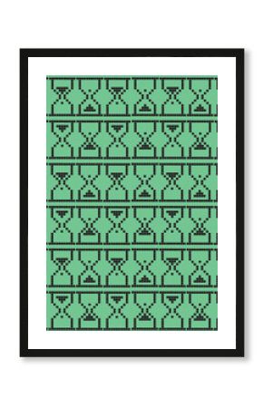 Pixel art vector icons of loading symbols and hourglasses in retro 8-bit style