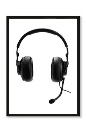 Black Gaming headset isolated on white background With clipping path, Computer headphones with microphone E sport Game device.