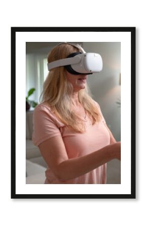 Woman with virtual reality goggles