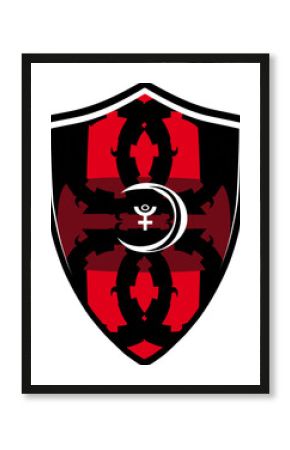 Pluto and Moon. Coat of arms, emblem, shield, tattoo design