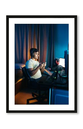 Gamer broadcasting a video game session