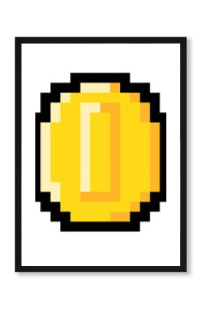 Vector illustration of a coin. Pixel art coin. video games 90s