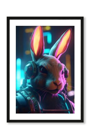 Cyberpunk easter bunny. Generative AI