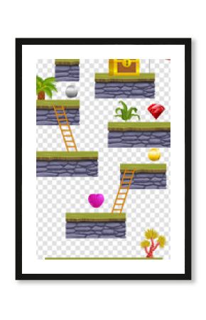 2D Vector Game Floating Platform Isolated With Transparant Background For Mobile Game