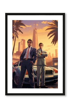 Miami Business - Poster / Wallpaper / 2 Guys in comic style