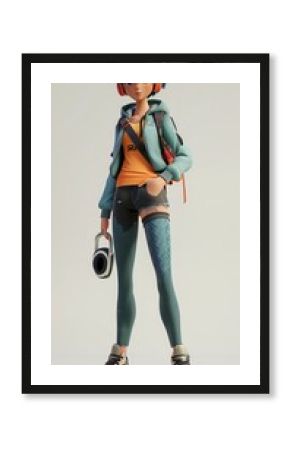 gaming 3d player character youthful and sporty persona,  hero graphic character for esport video game 