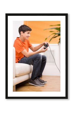 Gamer with joystick.