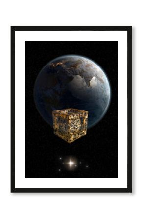 Alien spaceship approaching Earth