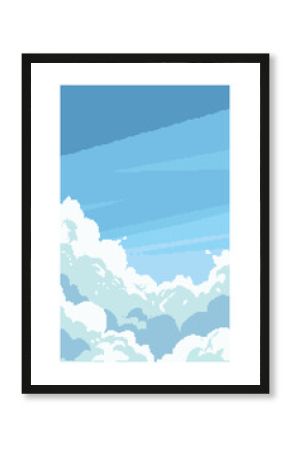 Pixel Art Sky with Fluffy Clouds Background Illustration