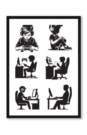 Gamer silhouette vector design bundle set