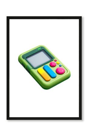 Retro Light Green Handheld Game Console with Colorful Buttons, PNG