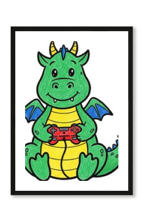 A Dragon Intensely Playing a Video Game