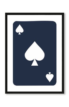 Single Spade Playing Card Illustration on Navy Background Gaming Deck Concept