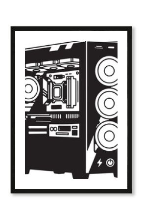 Pc gaming vector illustration balck and white
