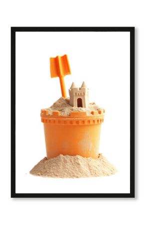 Isolated Sand Castle and Shovel in Bucket