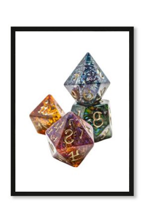 Isolated Collection of Four Unique Multi-Faceted Dice