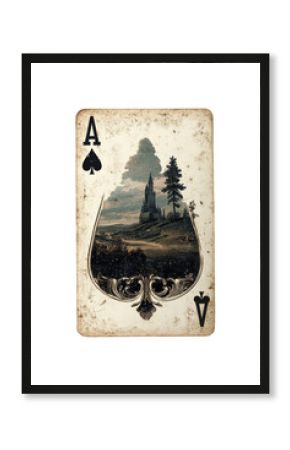 Isolated Ace of Spades Landscape Playing Card