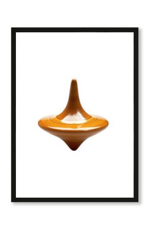 Isolated Wooden Spinning Top Toy