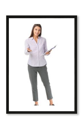 Portrait of female psychologist on white background