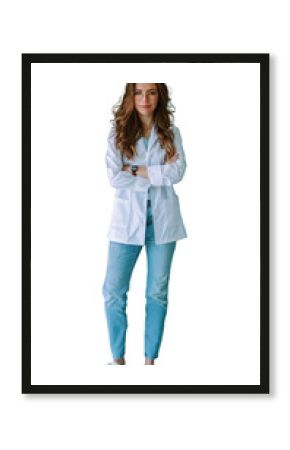 Isolated on white Background, transparent: Empowered Mind: Confident Female Psychologist Embracing Inner Strength