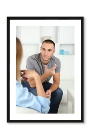 Young man on reception at psychologist