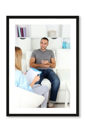 Young man on reception at psychologist