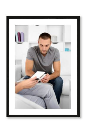 Young man on reception at psychologist