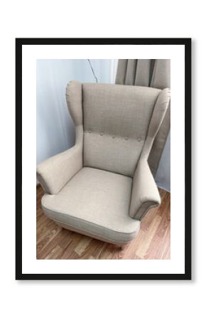 armchair with headrest. high back chair. furniture interior office