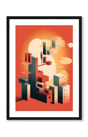 A person facing a mental block when attempting to solve a complex problem. Psychology art concept. AI generation