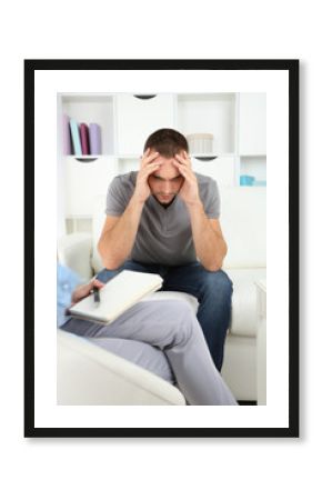 Young man on reception at psychologist