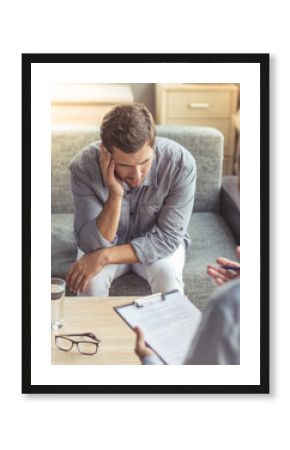 Man at the psychotherapist
