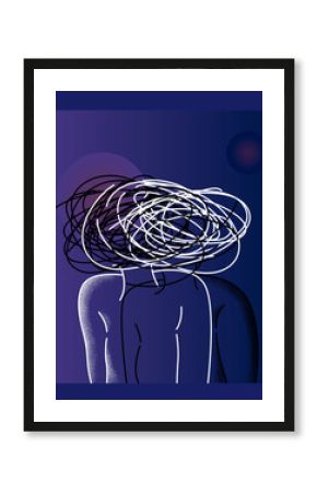 Vector illustration of a person with personality disorder. Art about the complexity of control and work on oneself.