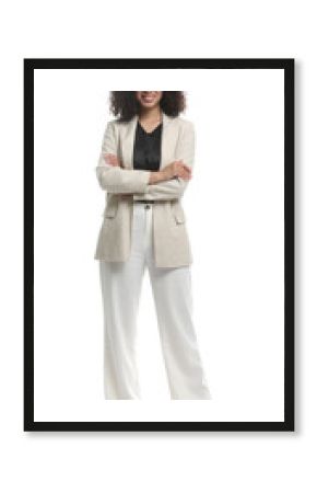 Full-length portrait of professional psychologist on white background