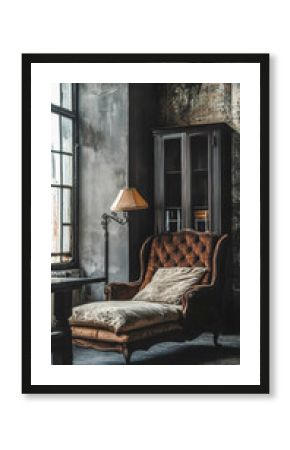 Cozy psychologist's office in subdued tones with vintage decor