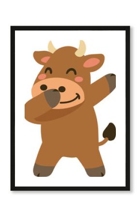 Cute dabbing cow cool cartoon animal